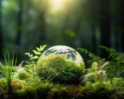 Forest Globe - Environmental Concept with Moss and Earth Globe.
